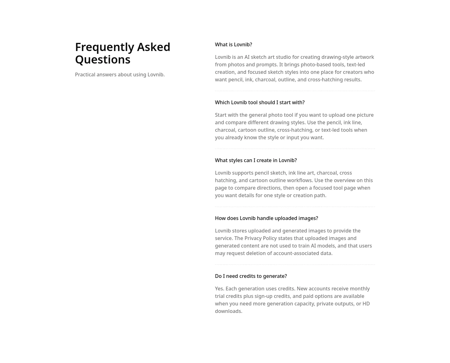 imagetosketch.org — a real FAQ section