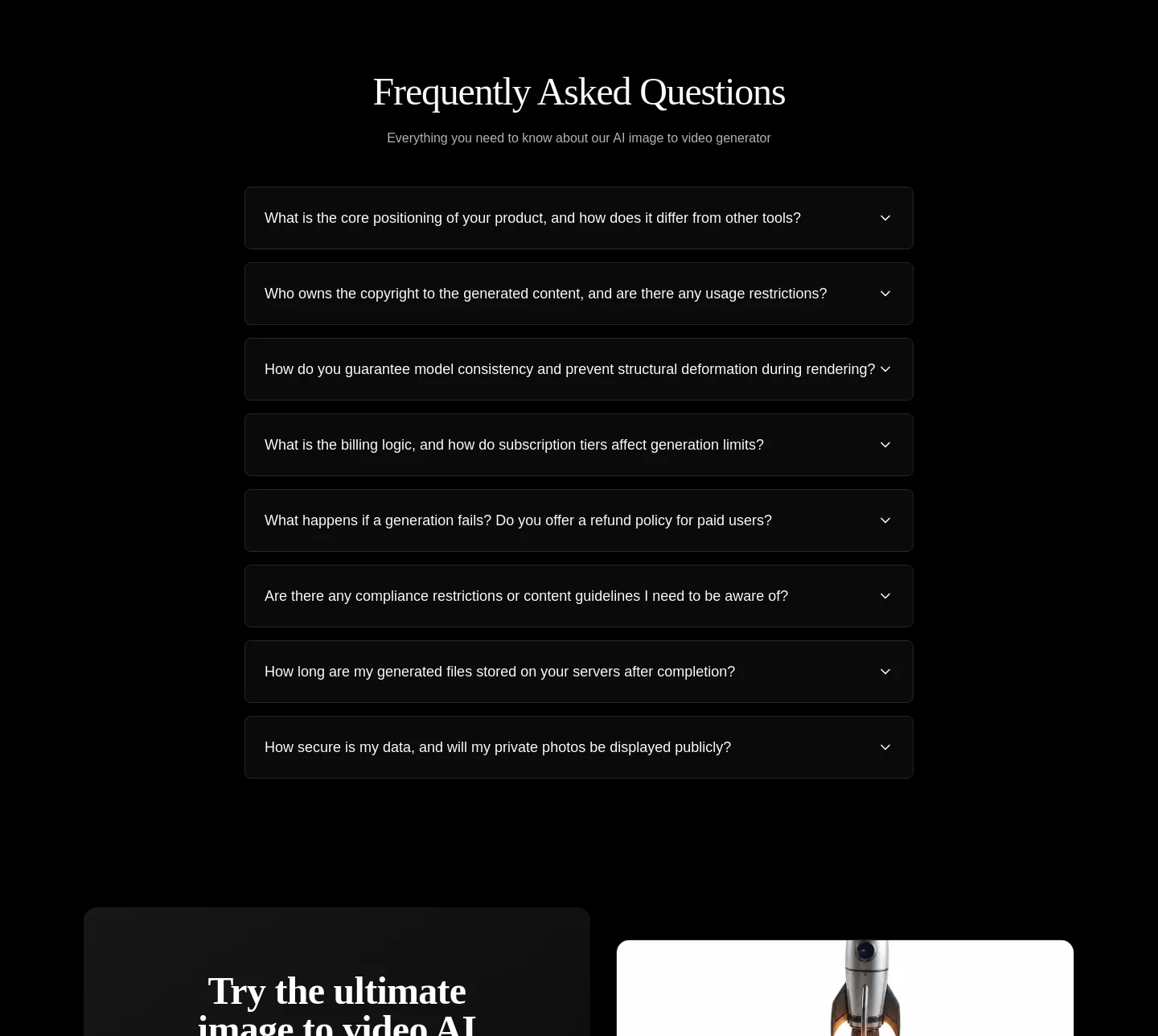 imagetovideogenerator.net FAQ section