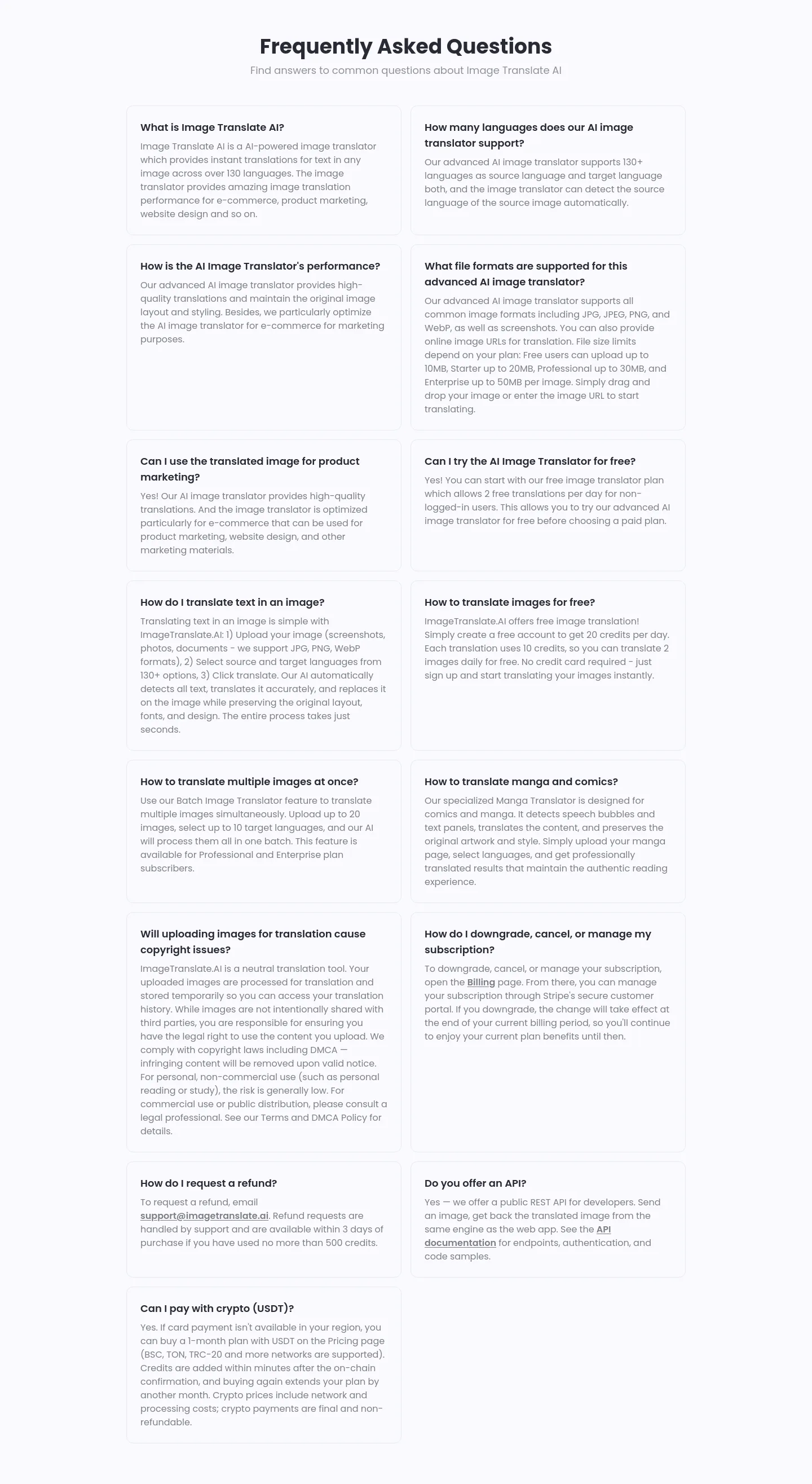 imagetranslate.ai FAQ section
