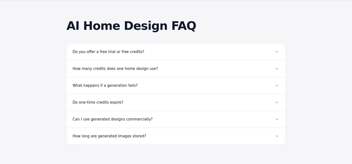 imaginemyhouse.com — a real FAQ section