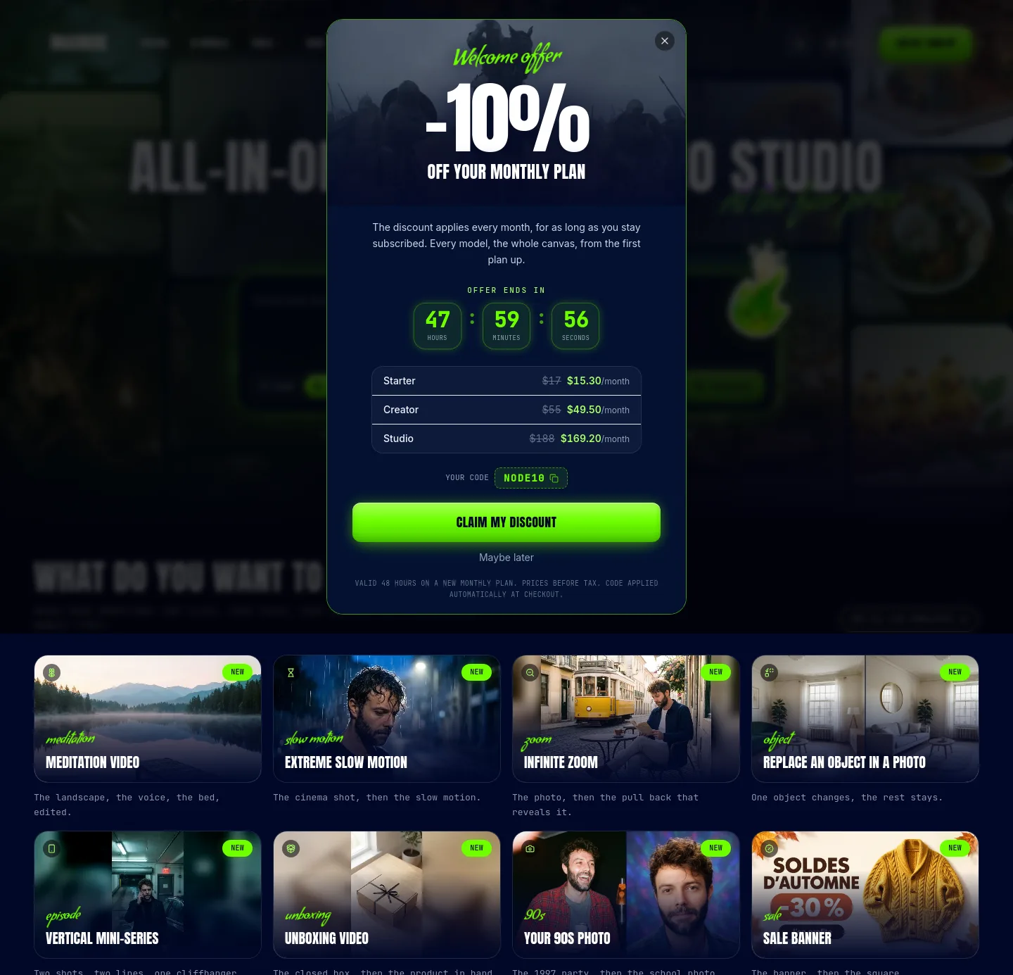 imaginode.ai — a real Hero section