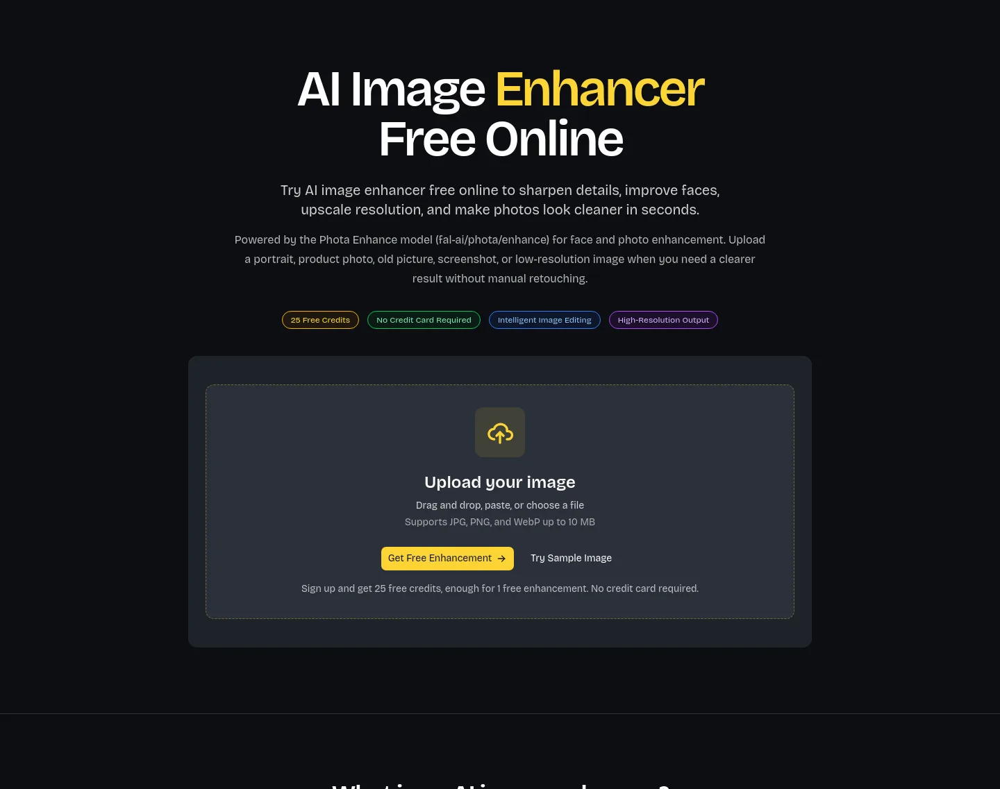 imgenhancer.co — a real Hero section