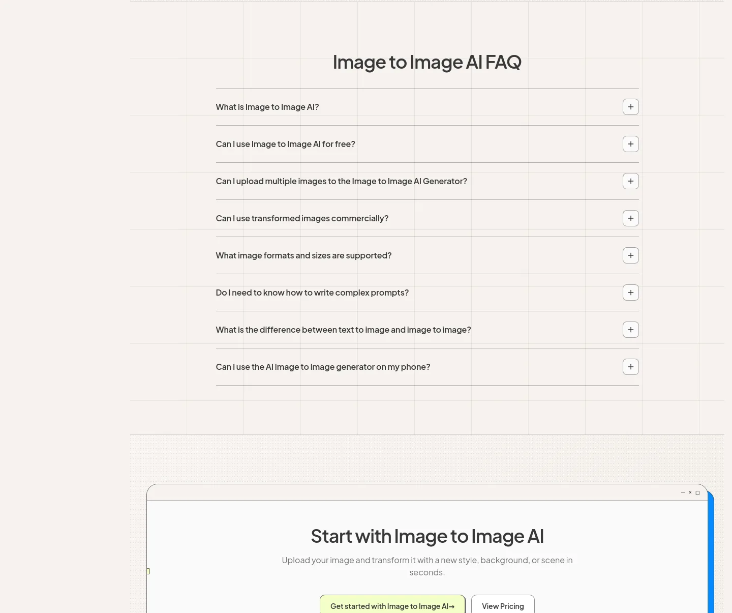 imgtoimgai.io FAQ section
