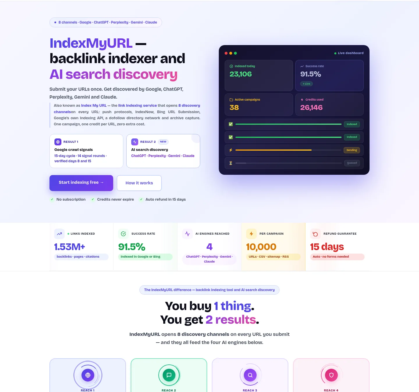 indexmyurl.com — a real Hero section