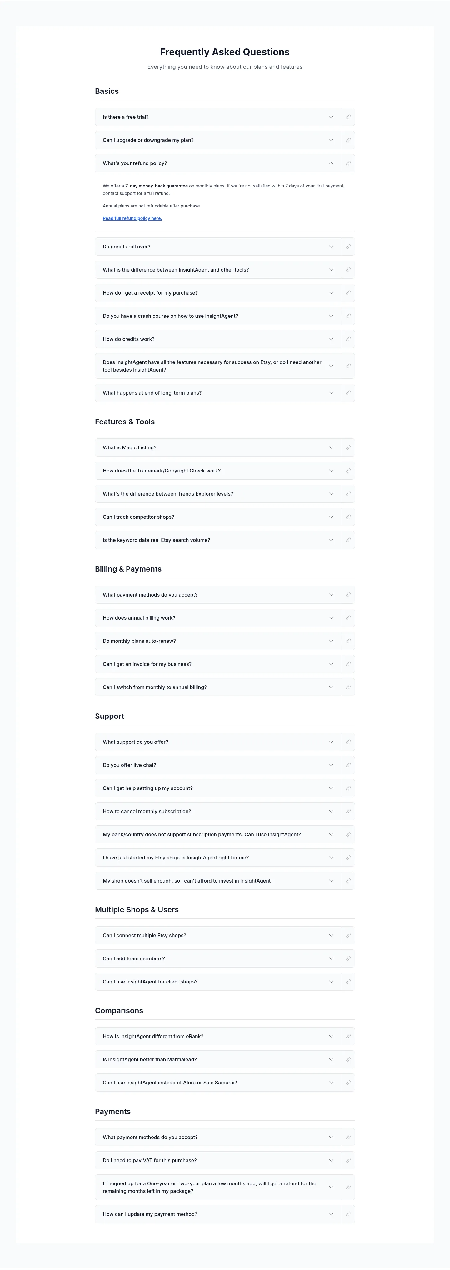 insightagent.app — a real FAQ section