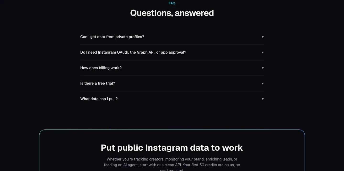 instagramapi.dev FAQ section