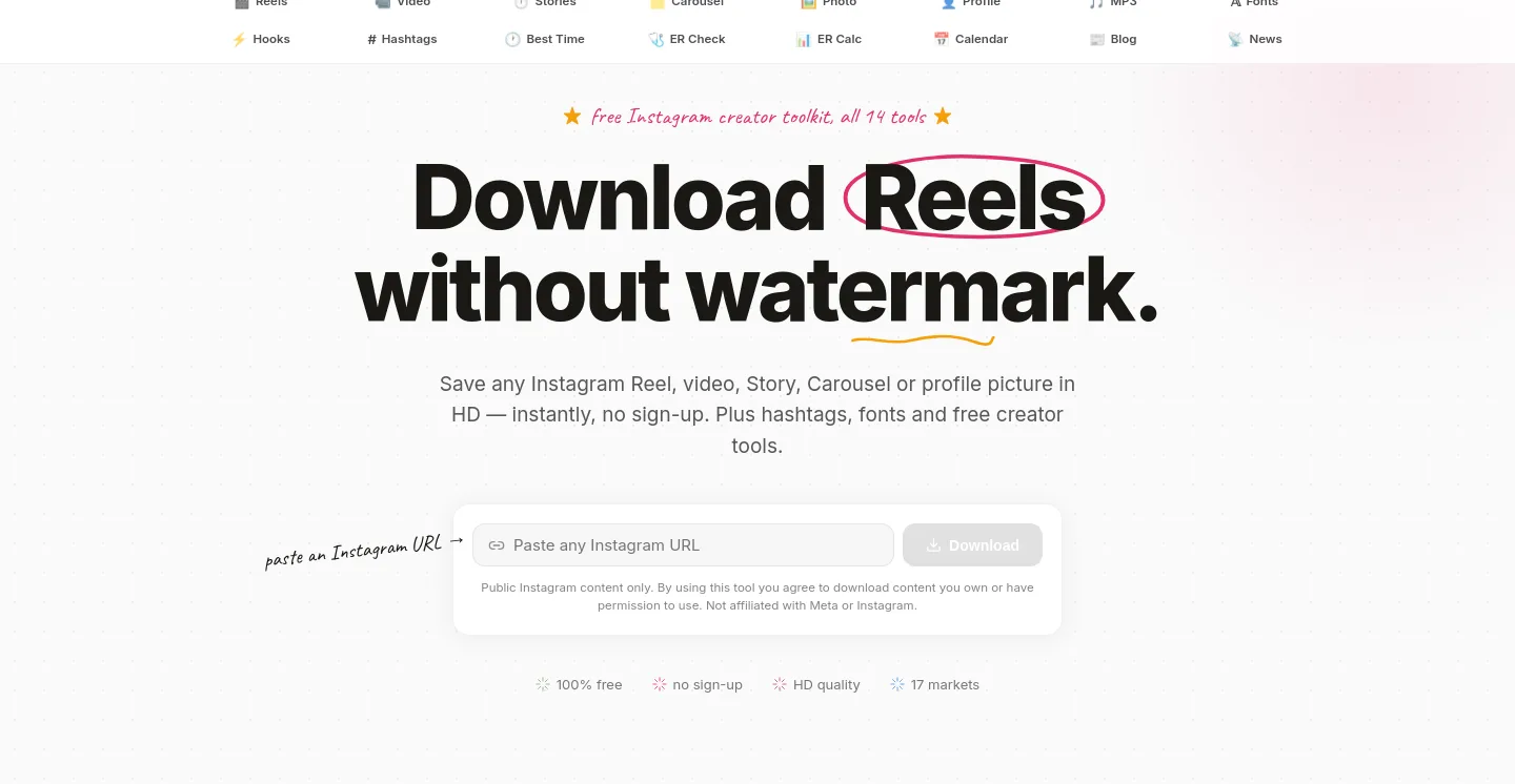 instapdown.com — a real Hero section