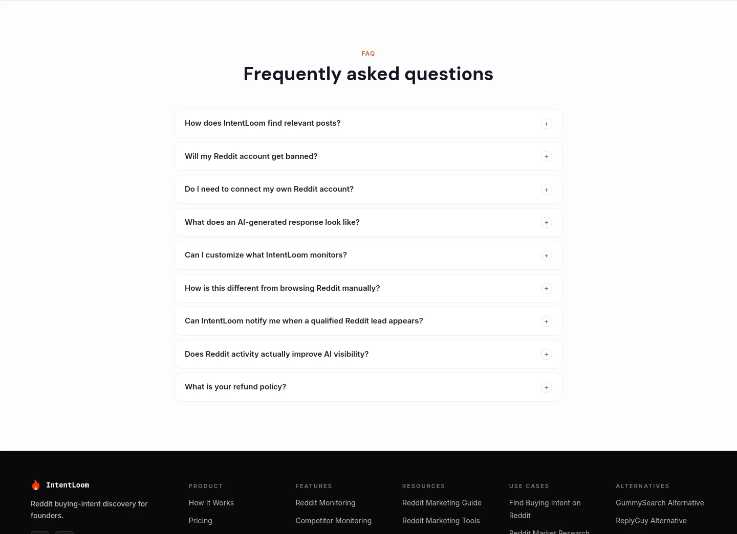 intentloom.com FAQ section