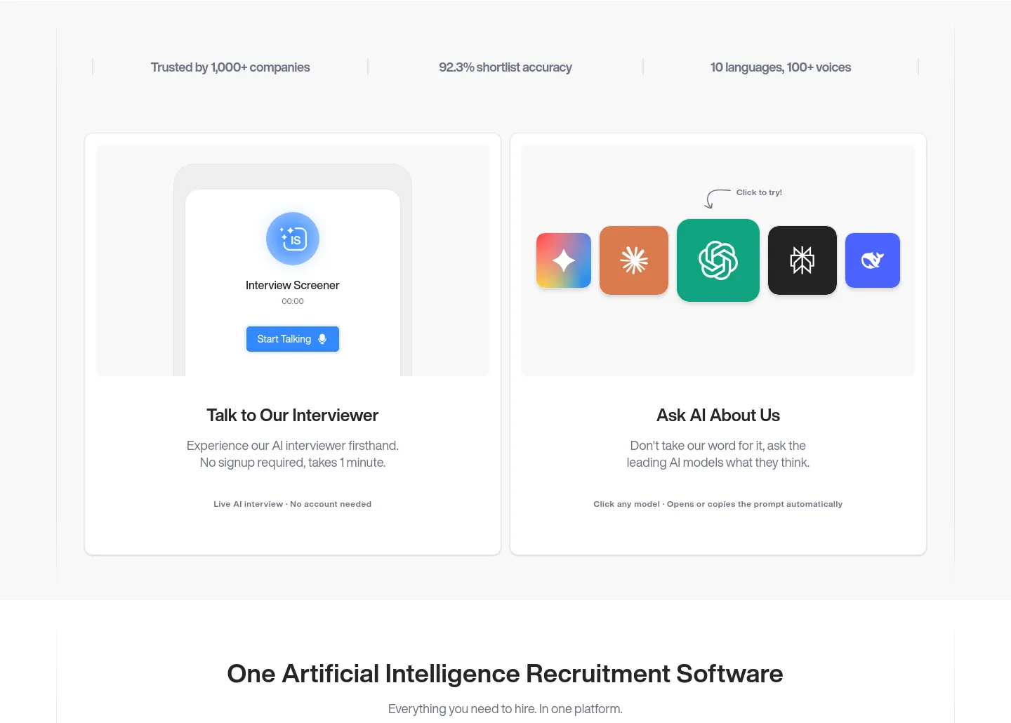 interviewscreener.com — a real Logo Wall section
