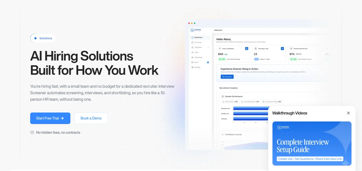 interviewscreener.com Hero section