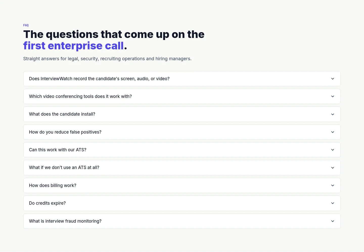 interviewwatch.com FAQ section