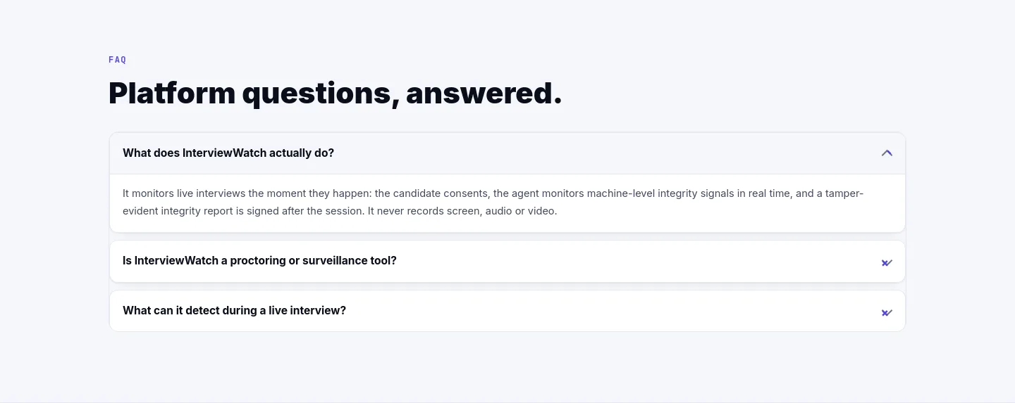 interviewwatch.com FAQ section