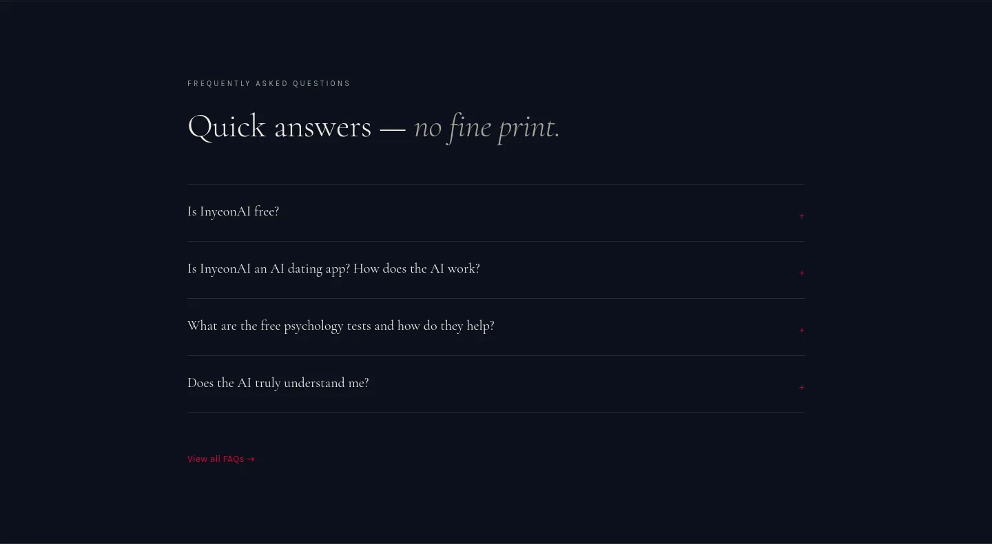 inyeonai.com — a real FAQ section