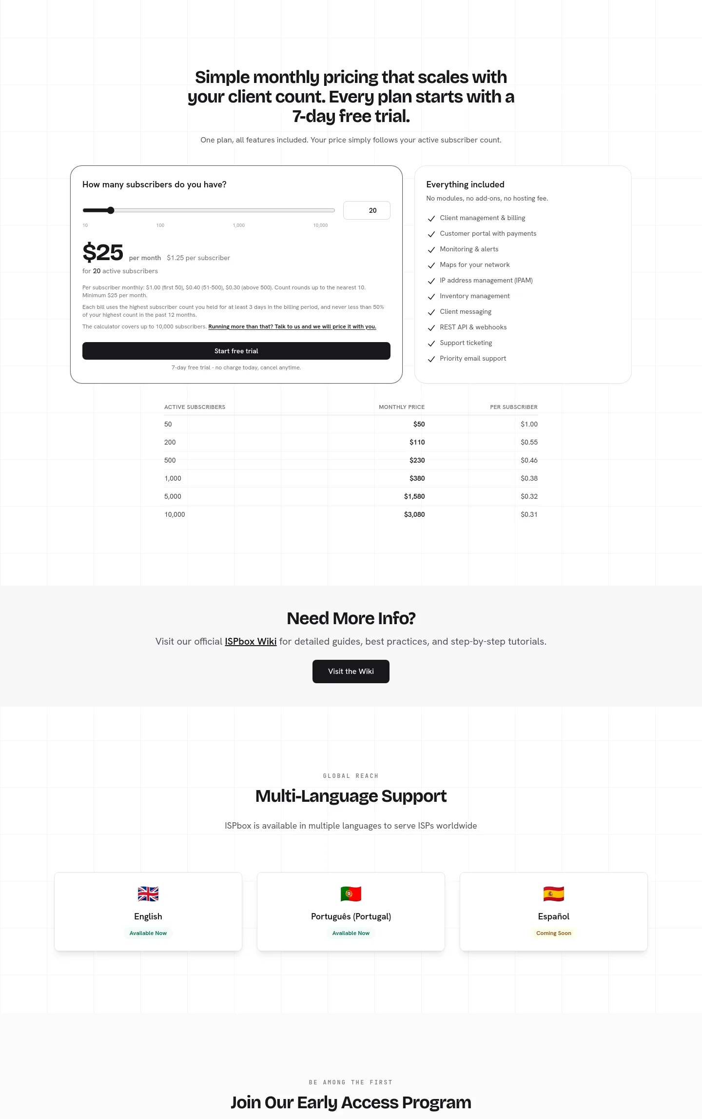 ispbox.net Pricing section
