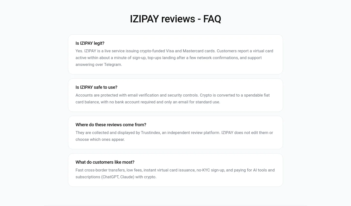 izipay.me — a real FAQ section