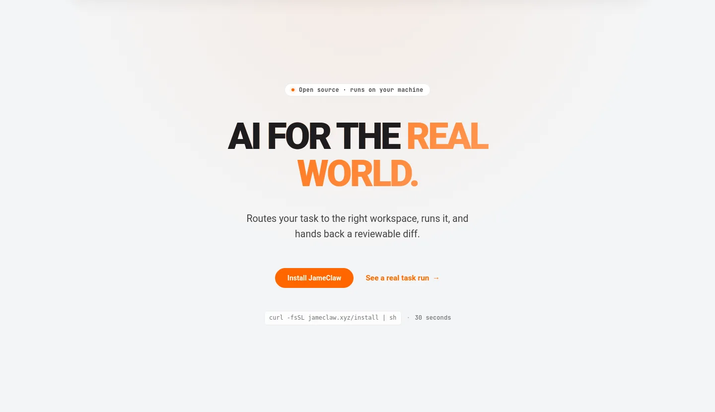 jameclaw.xyz — a real Hero section