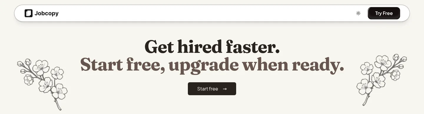jobcopy.ai — a real Hero section