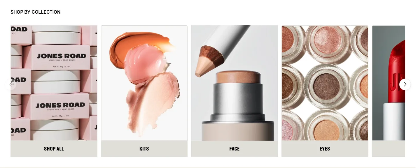 jonesroadbeauty.com — a real Logo Wall section