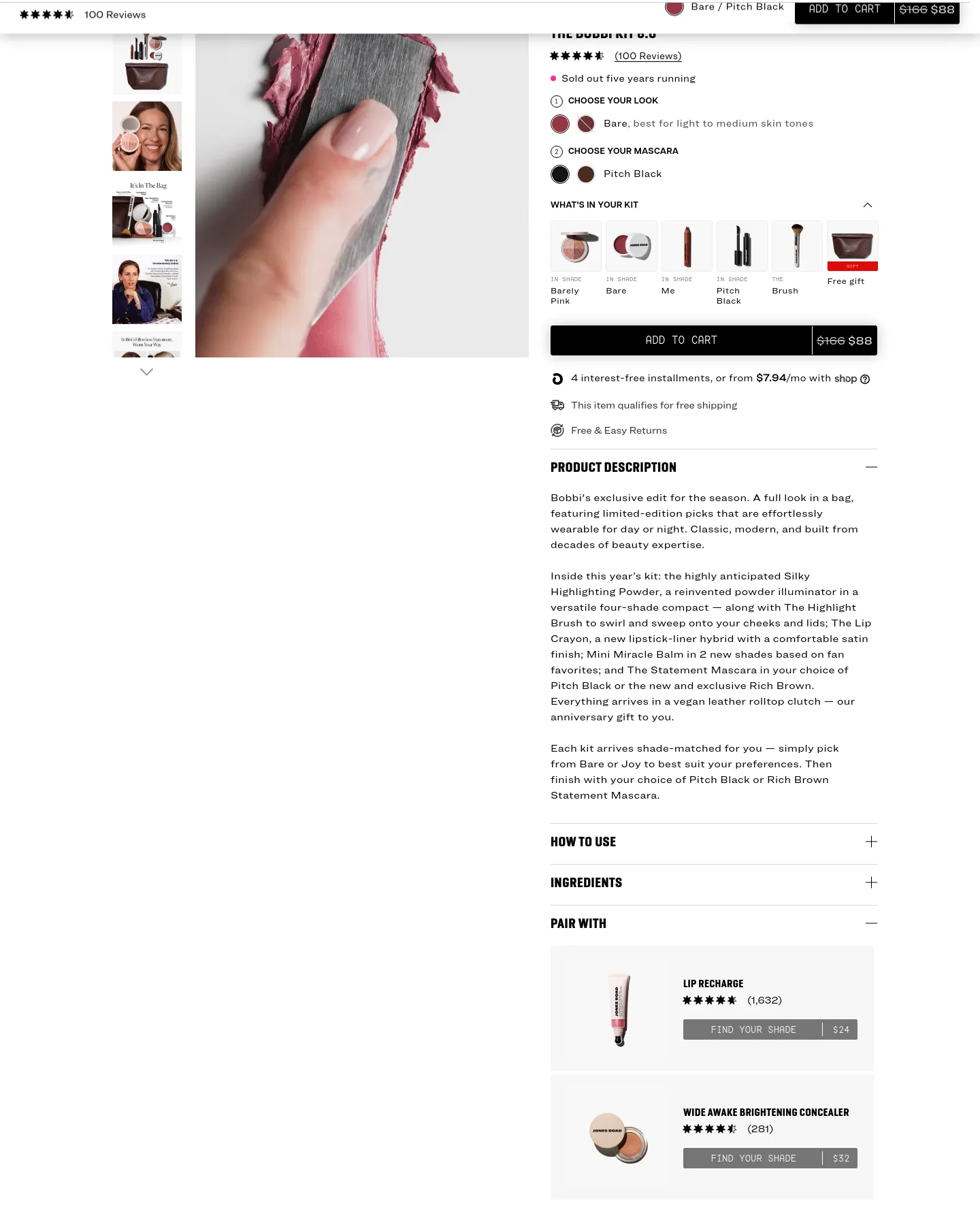 jonesroadbeauty.com Hero section