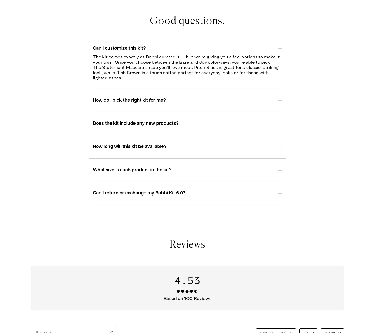 jonesroadbeauty.com FAQ section