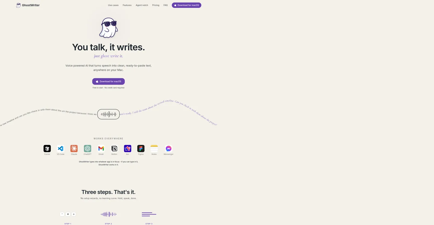 justghostwriter.com — a real Hero section