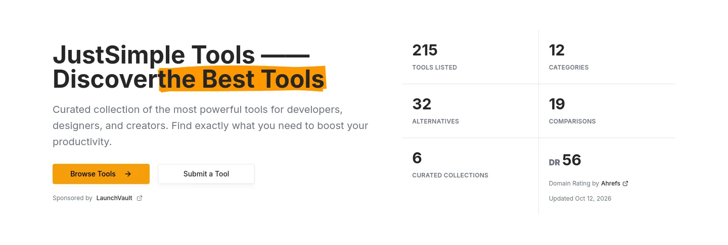 justsimple.tools Hero section