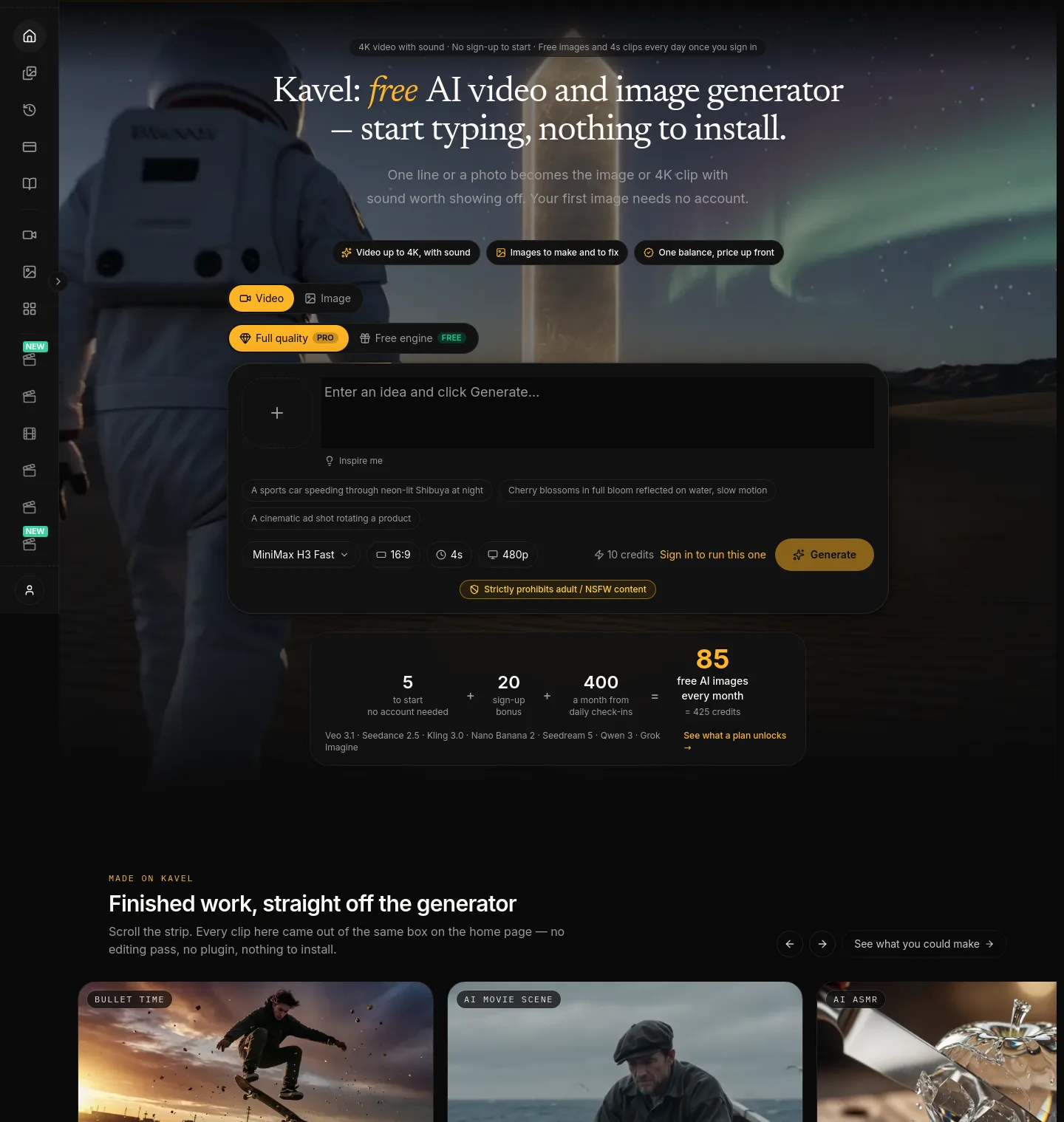 kavel.ai — a real Hero section
