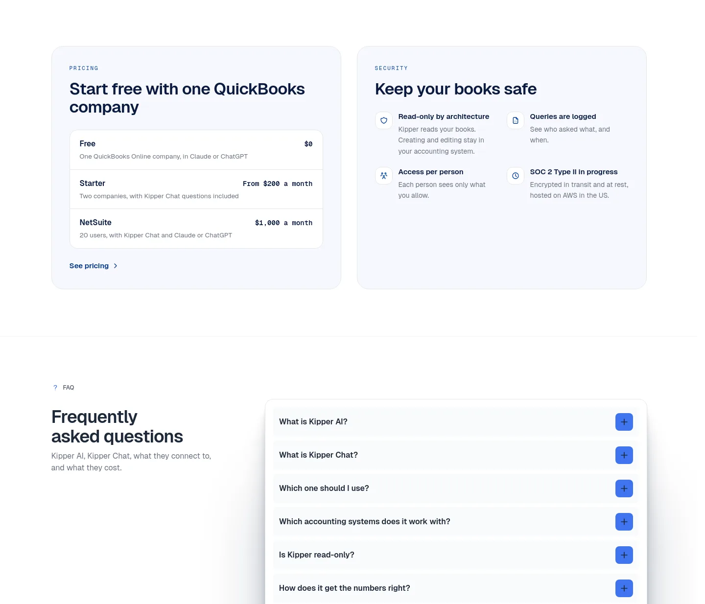 kipper.com Pricing section