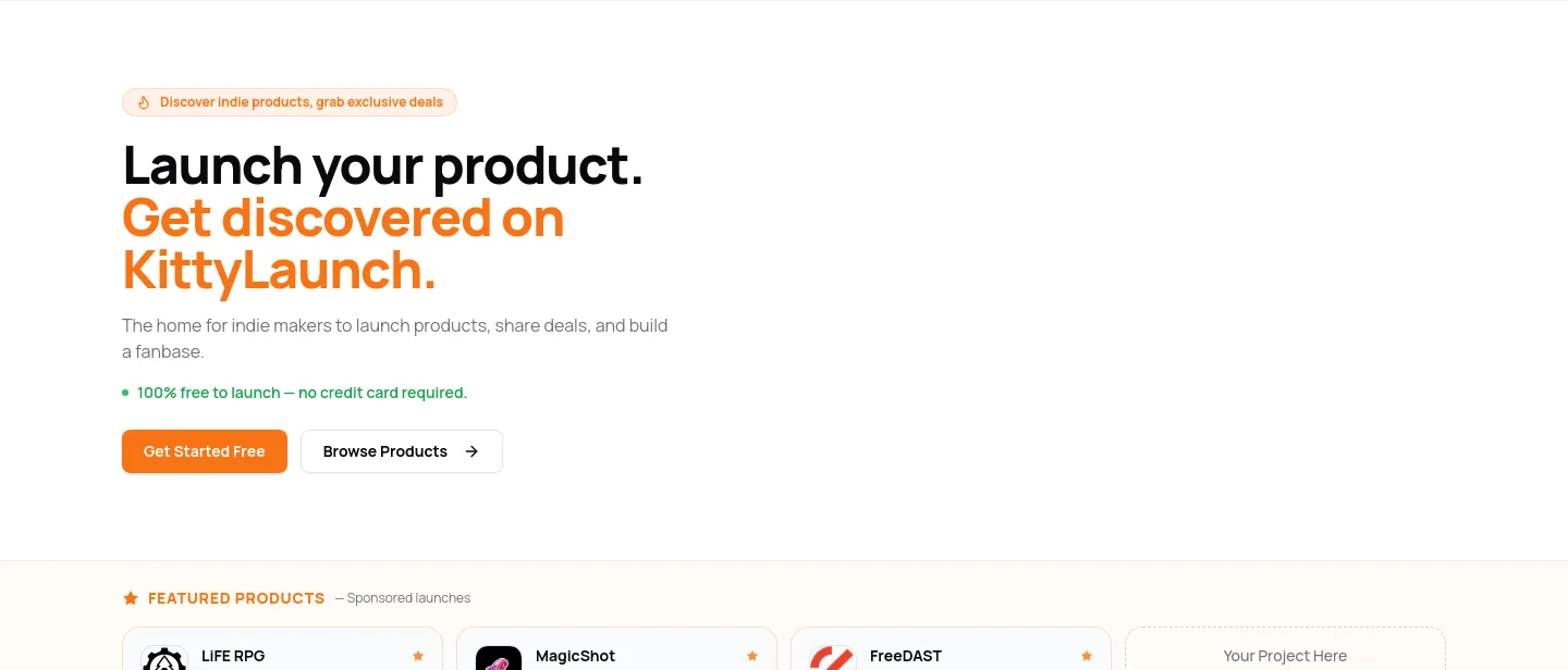kittylaunch.com Hero section