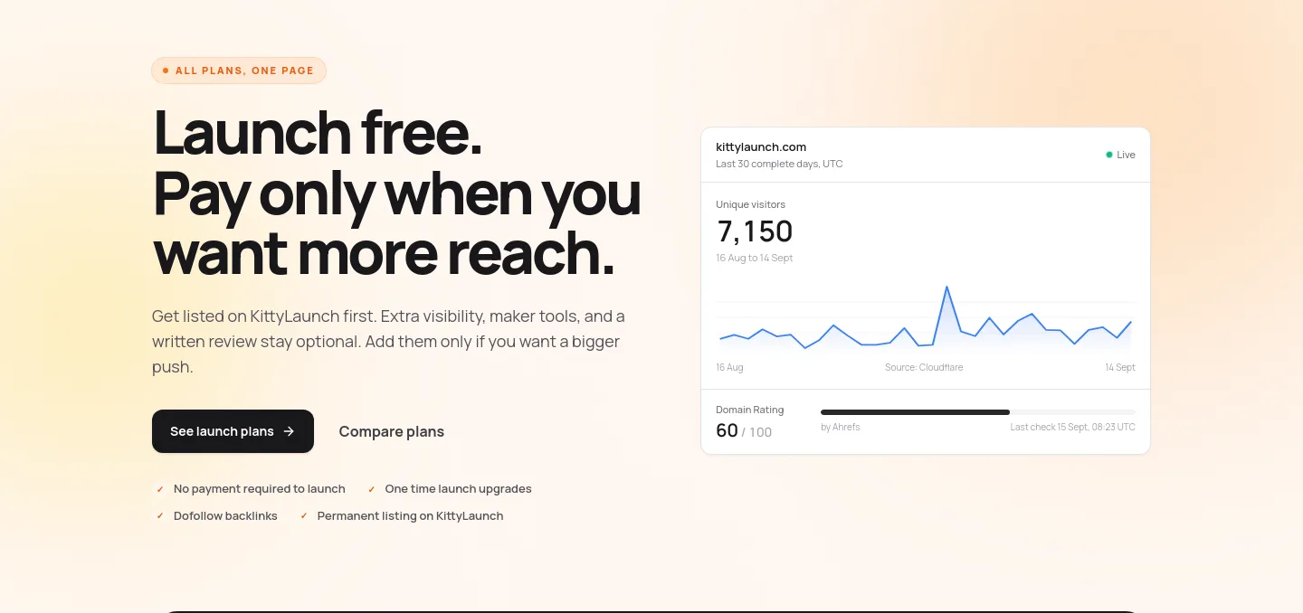 kittylaunch.com Hero section
