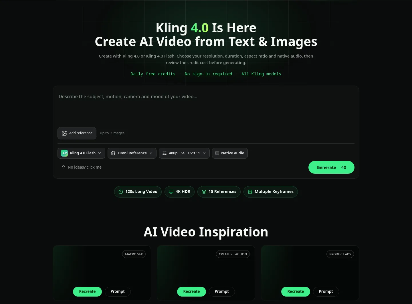 kling-4.ai — a real Hero section