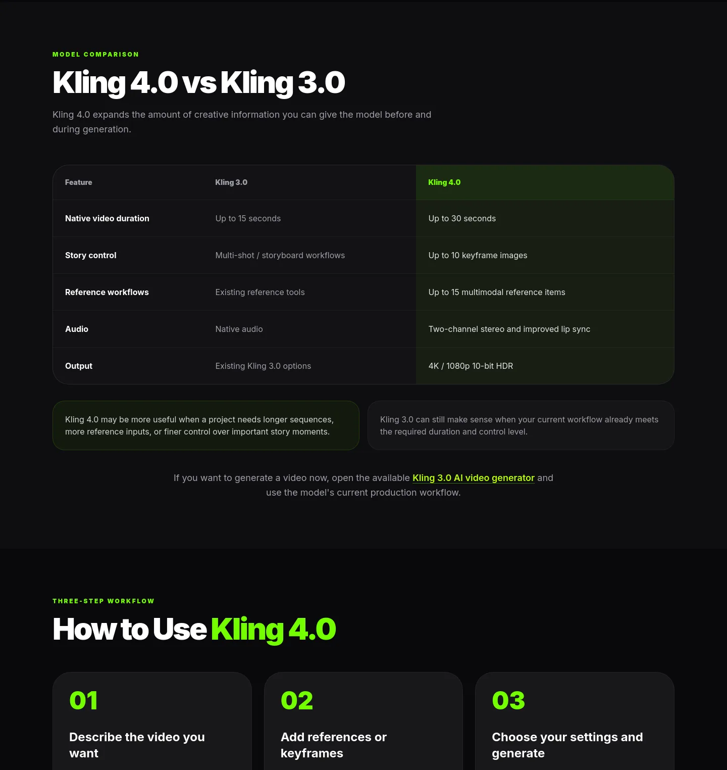 kling3ai.net — a real Comparison section