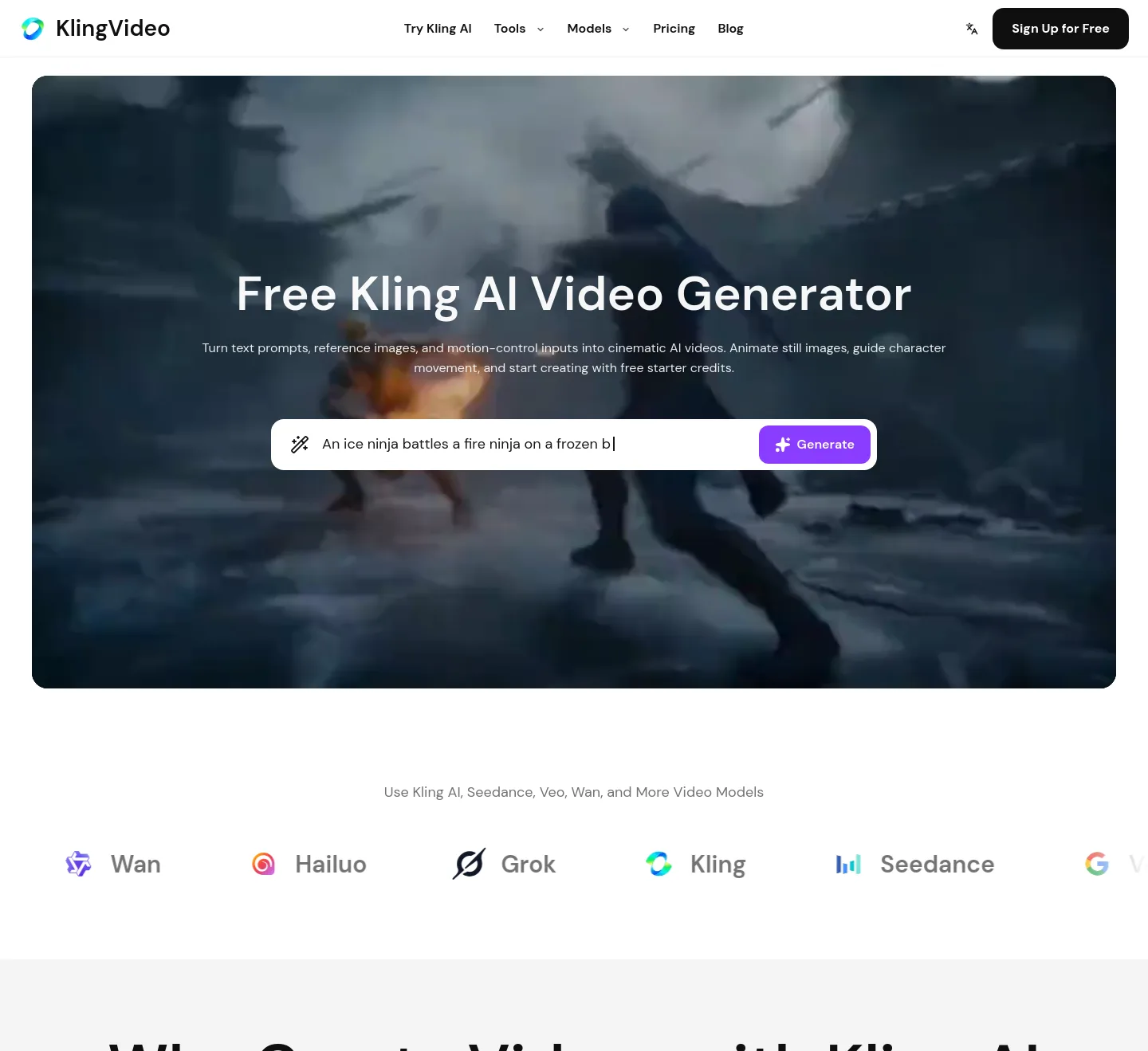 klingvideo.app — a real Hero section
