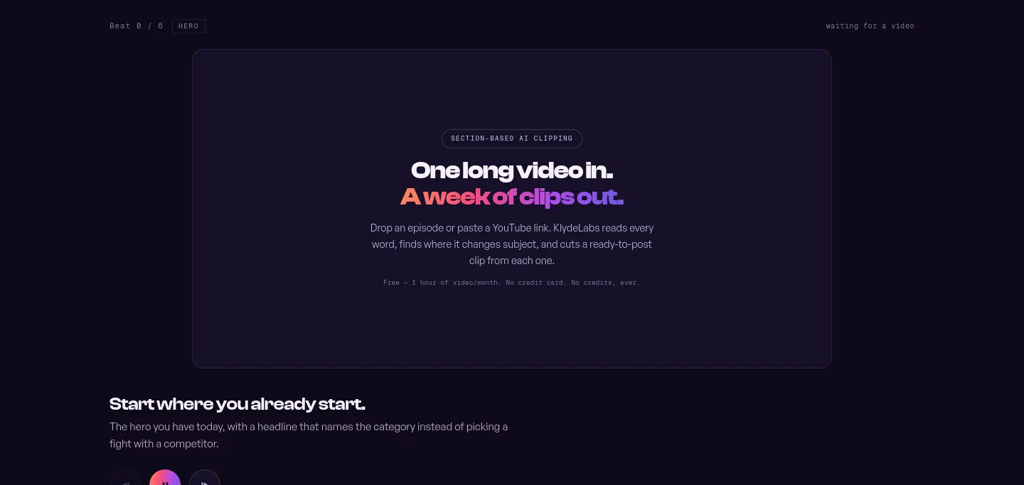 klydelabs.app — a real Hero section