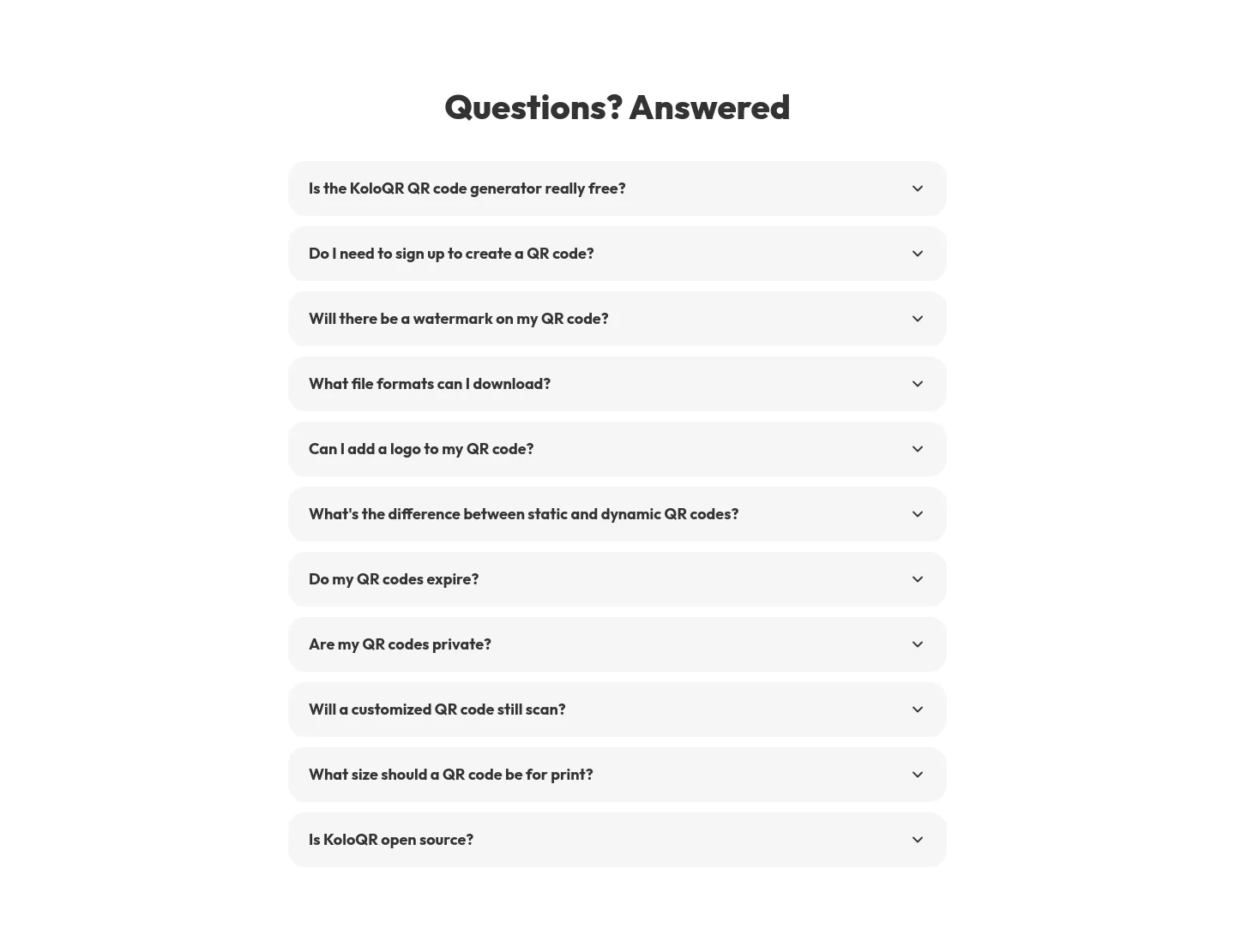koloqr.com FAQ section