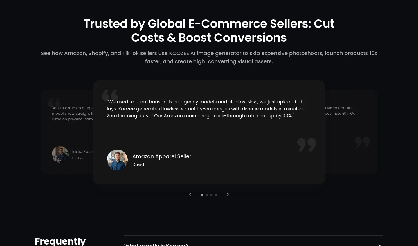 koozee.ai — a real Logo Wall section