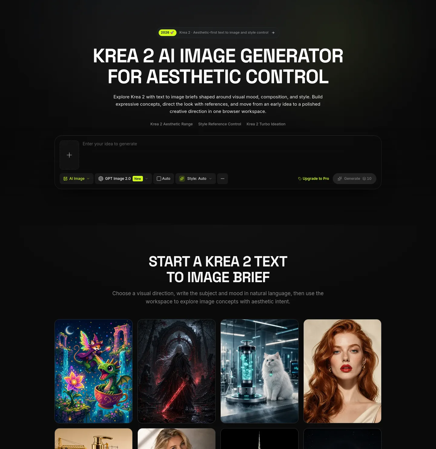 krea-2.pro — a real Hero section