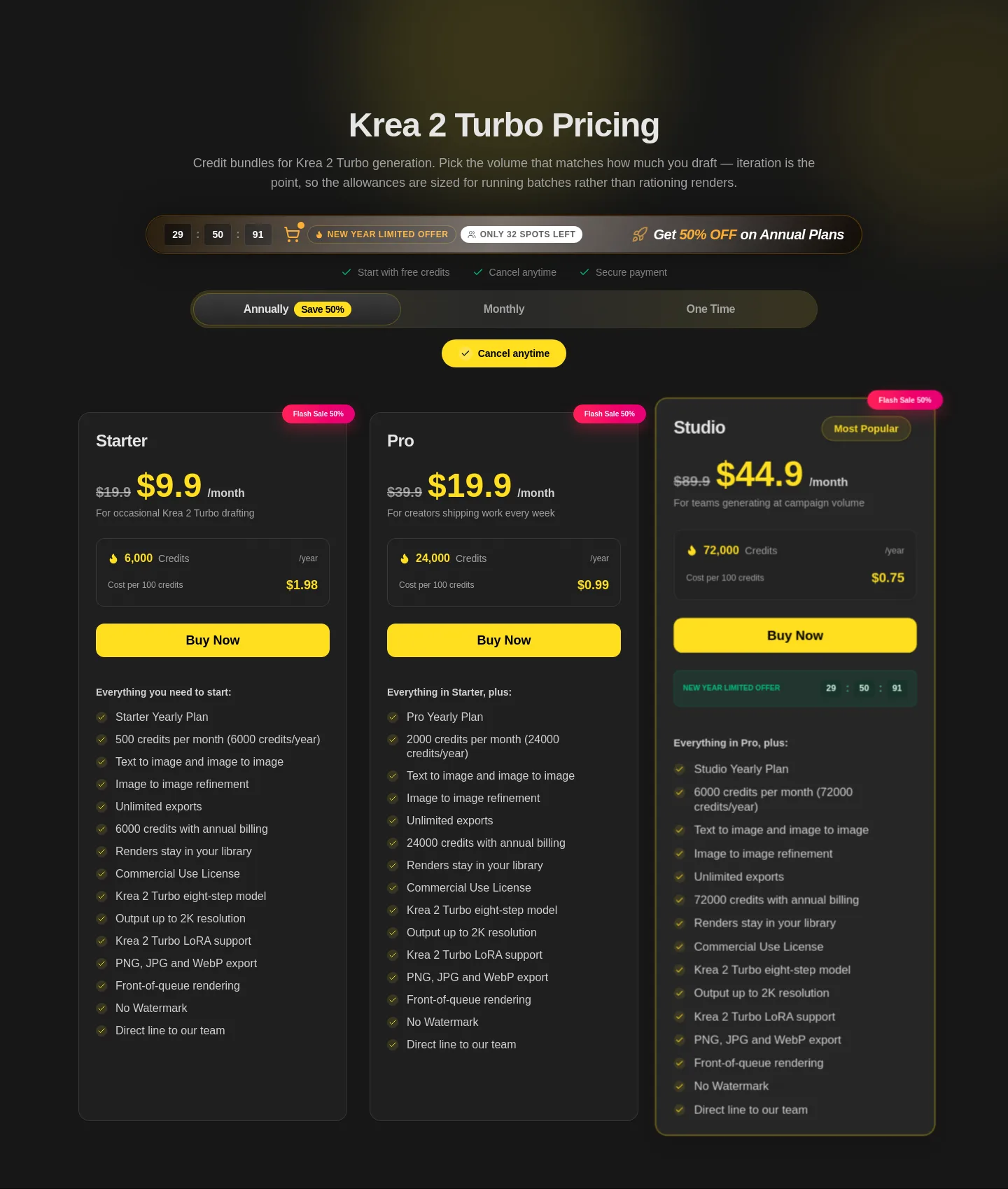 krea2turbo.pro Pricing section