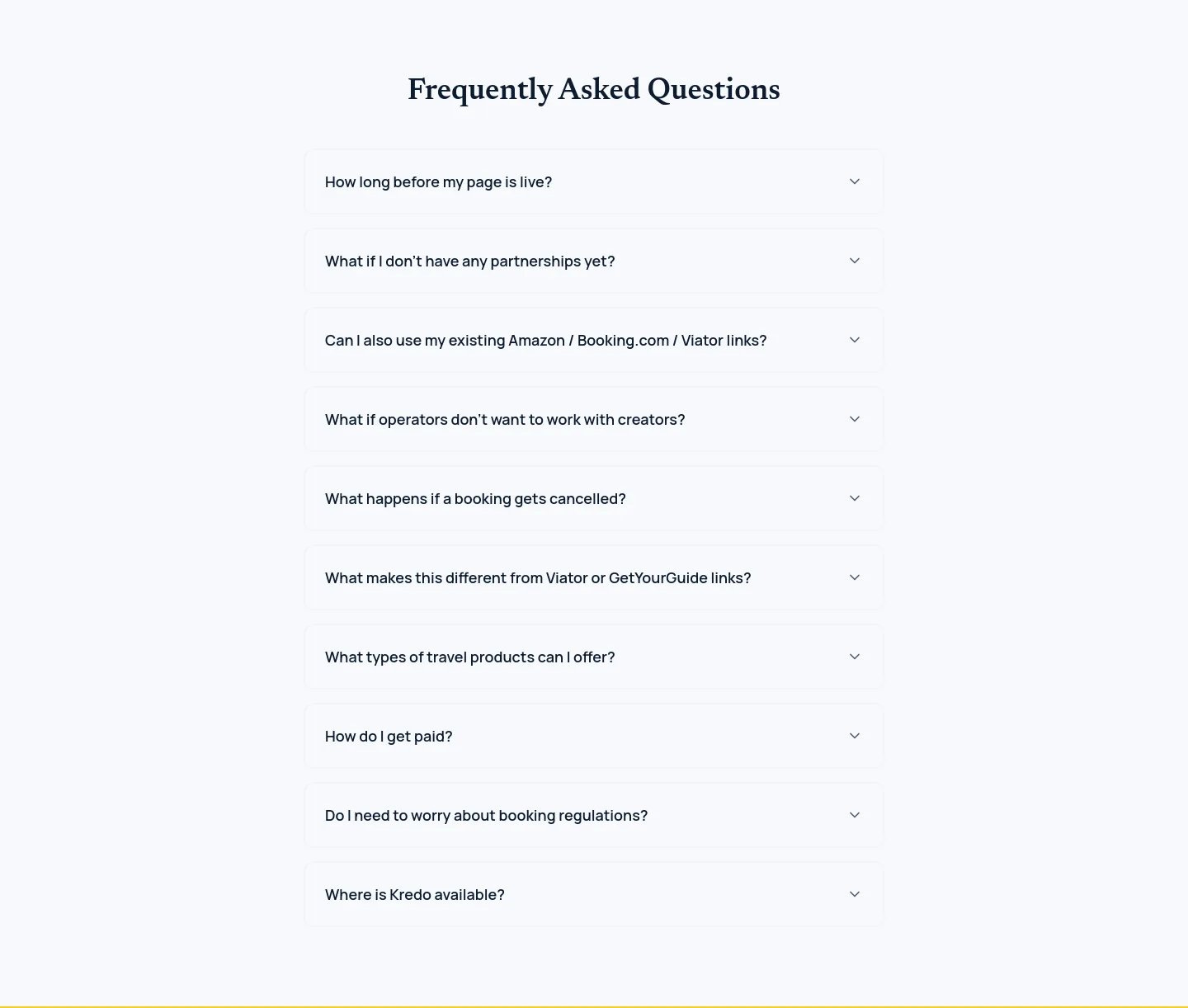 kredo.dev FAQ section