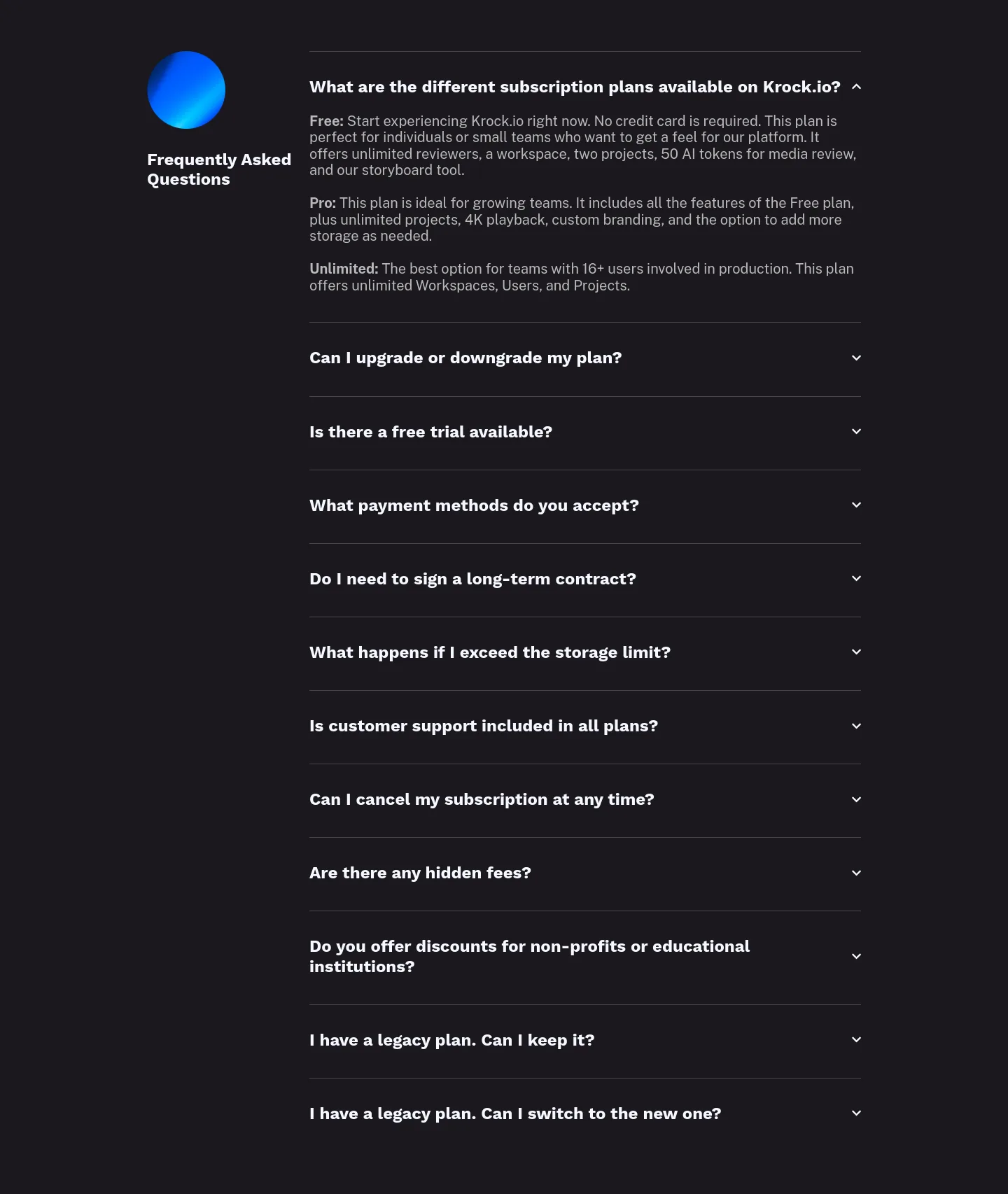 krock.io FAQ section