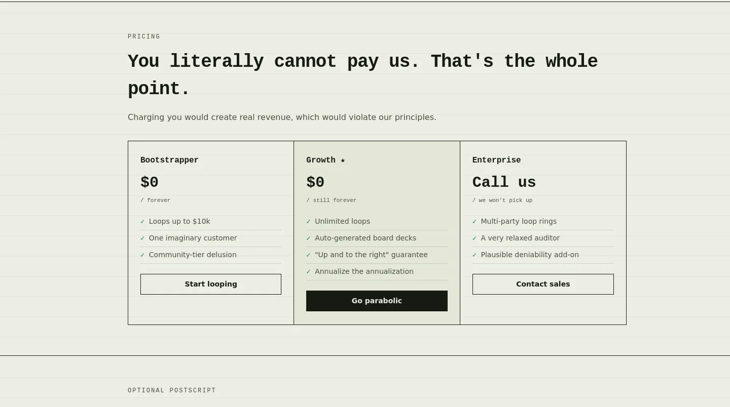 larp.website — a real Pricing section