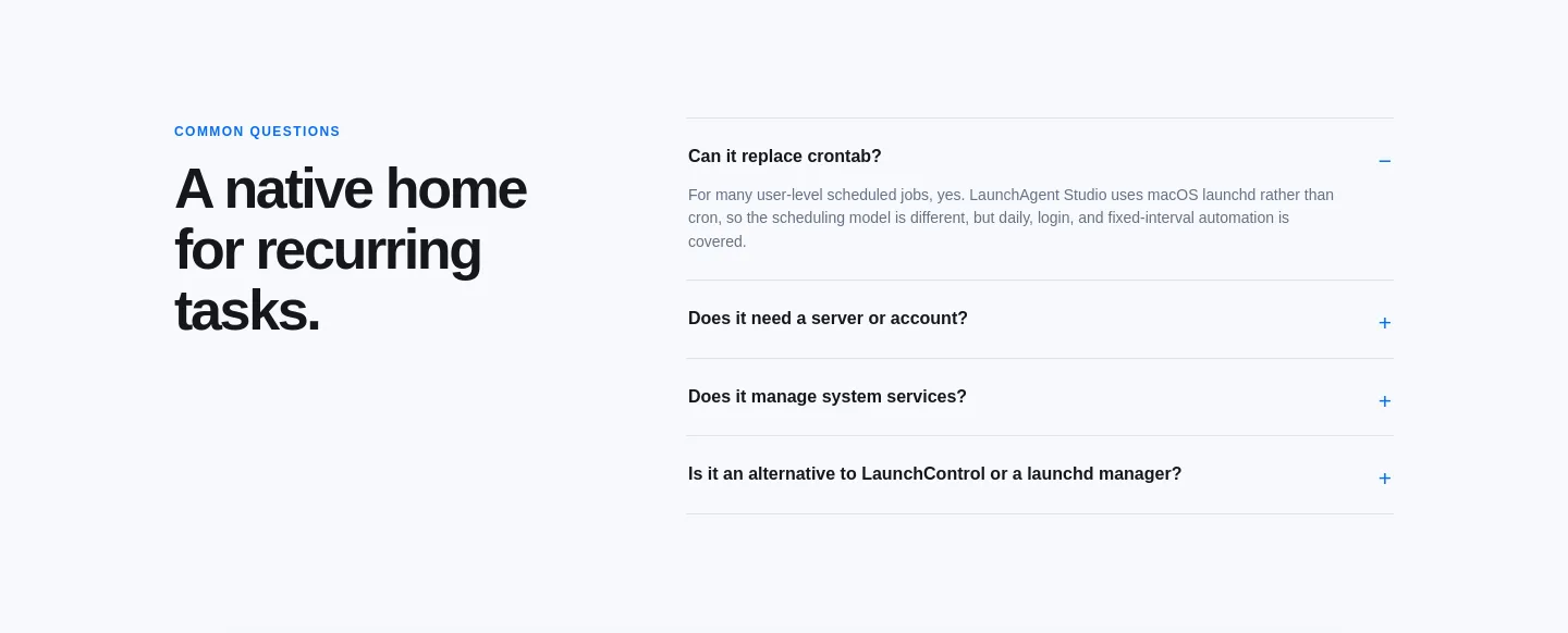 launchagentstudio.com — a real FAQ section