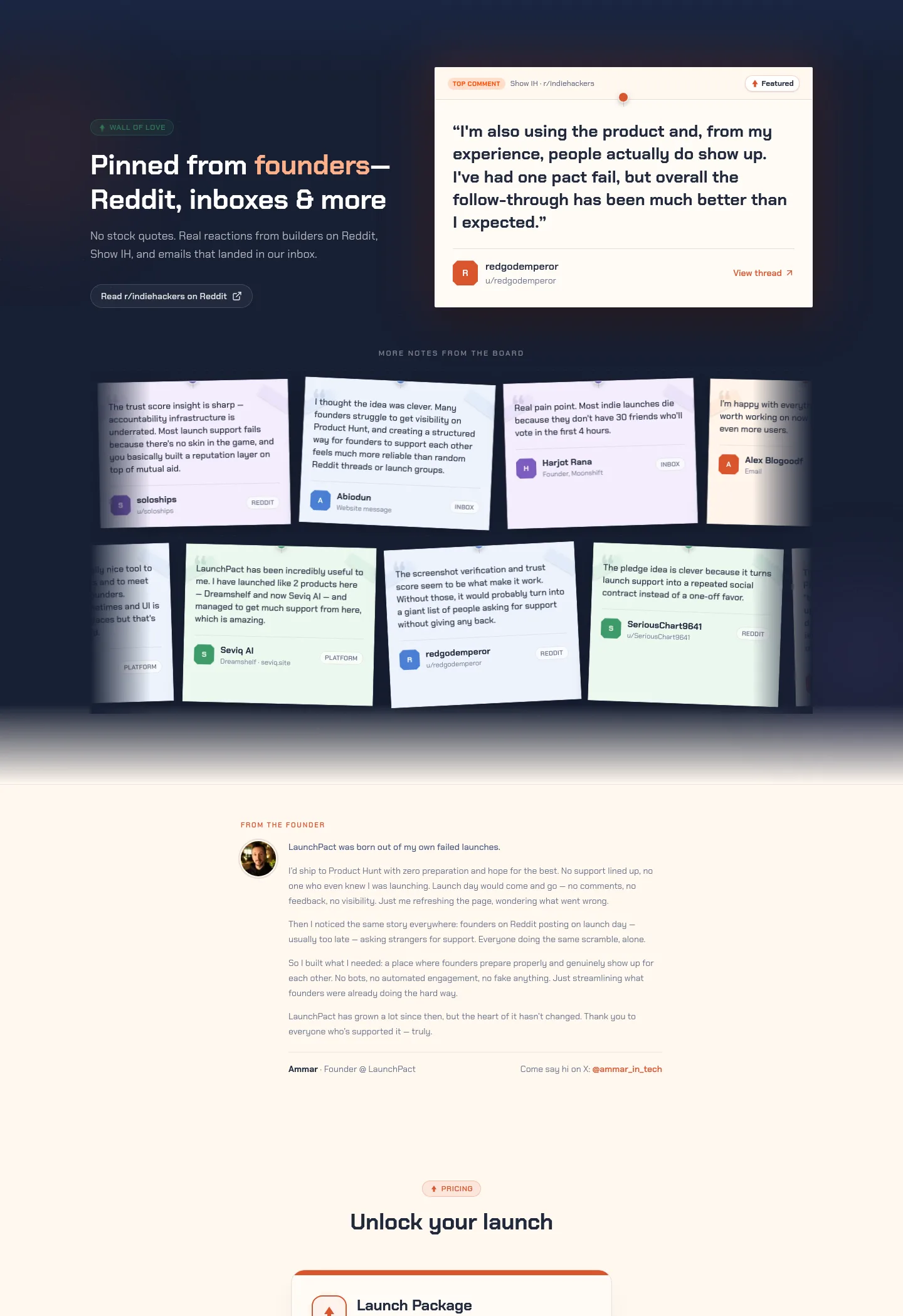 launchpact.io Features section