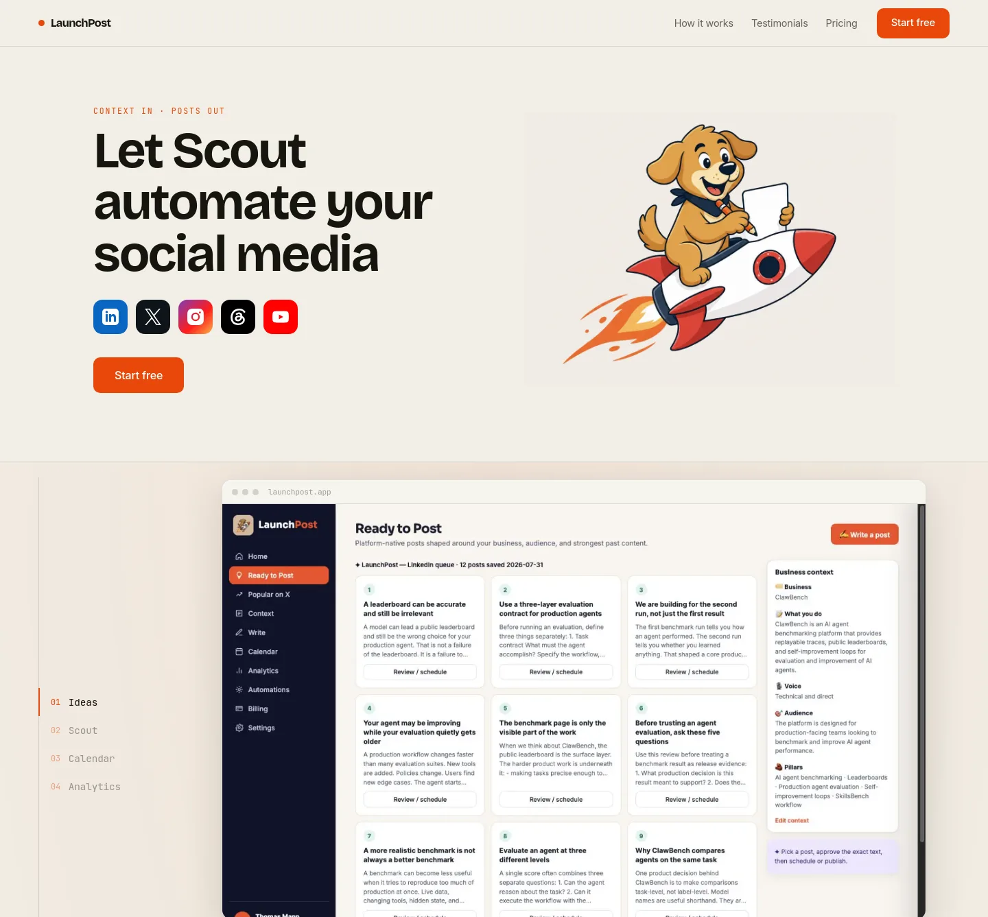 launchpost.app — a measured funnel