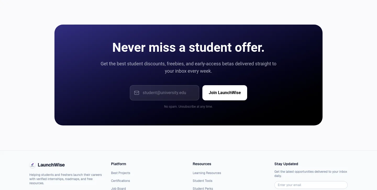 launchwise.tech Email Capture section
