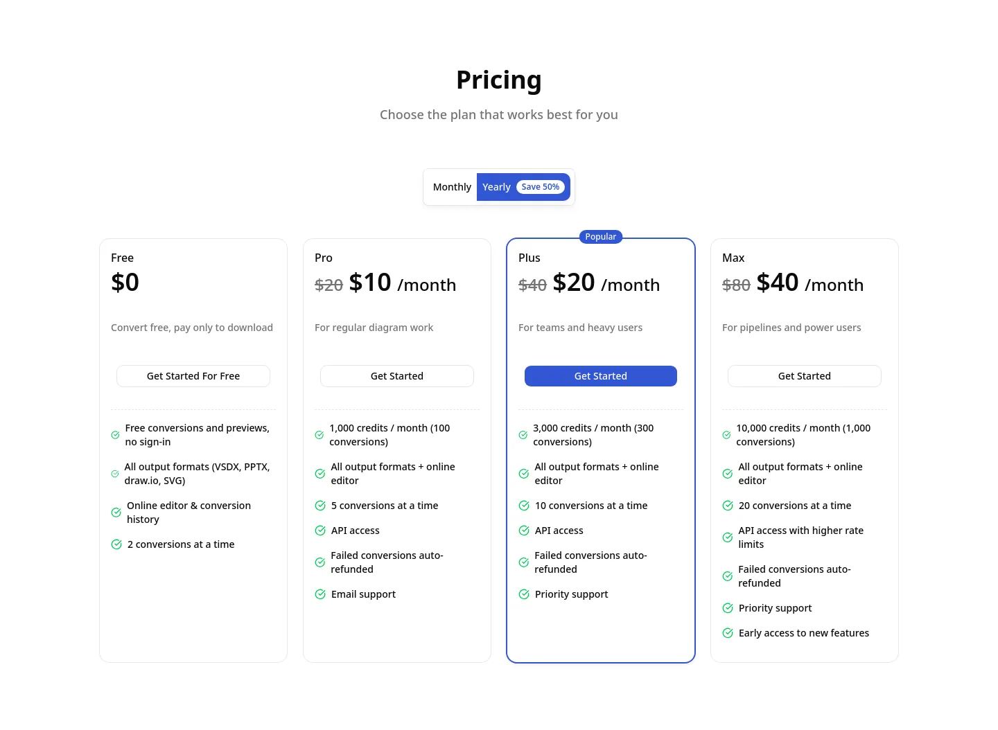 layerback.com Pricing section