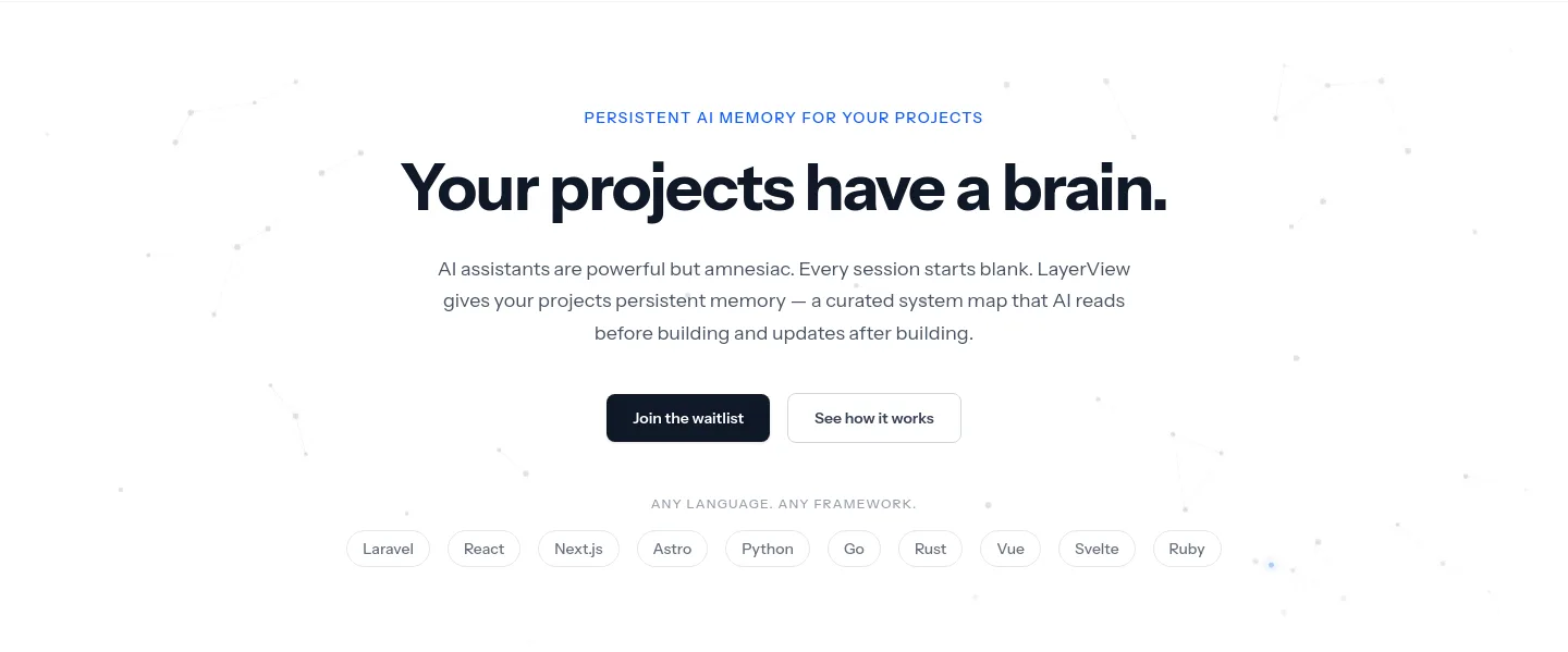 layerview.dev — a real Hero section