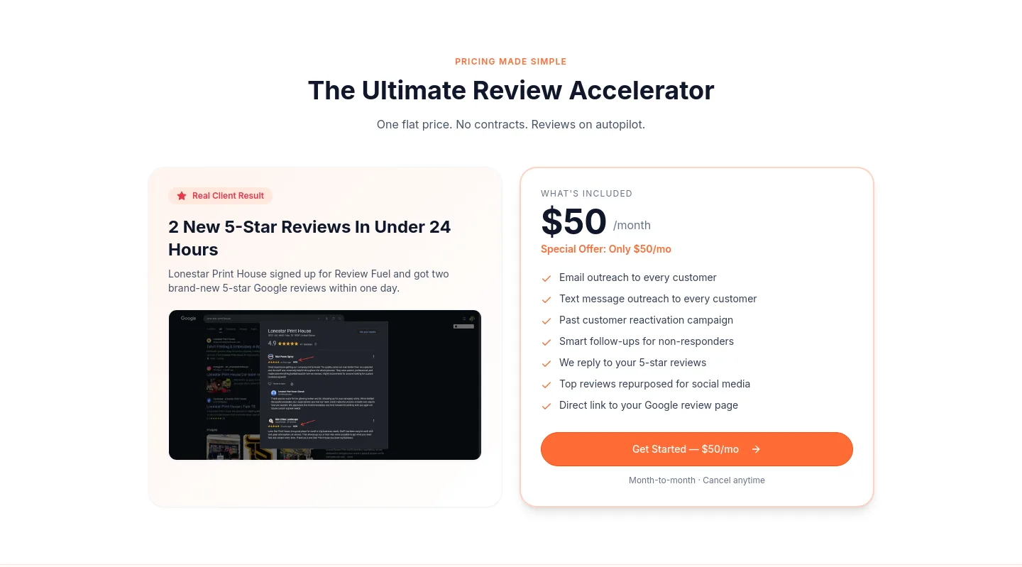 leadfuelcrm.com Pricing section