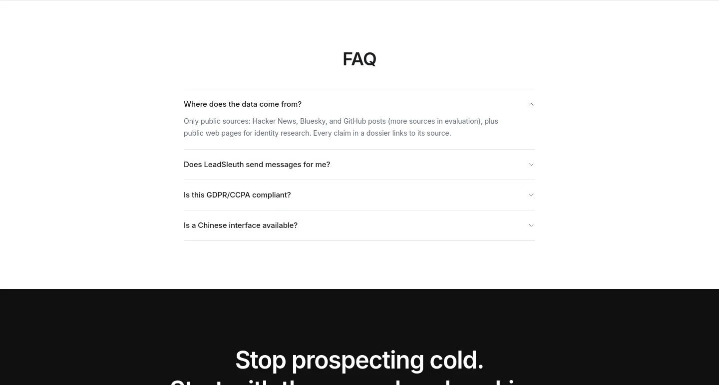 leads.zalize.com FAQ section