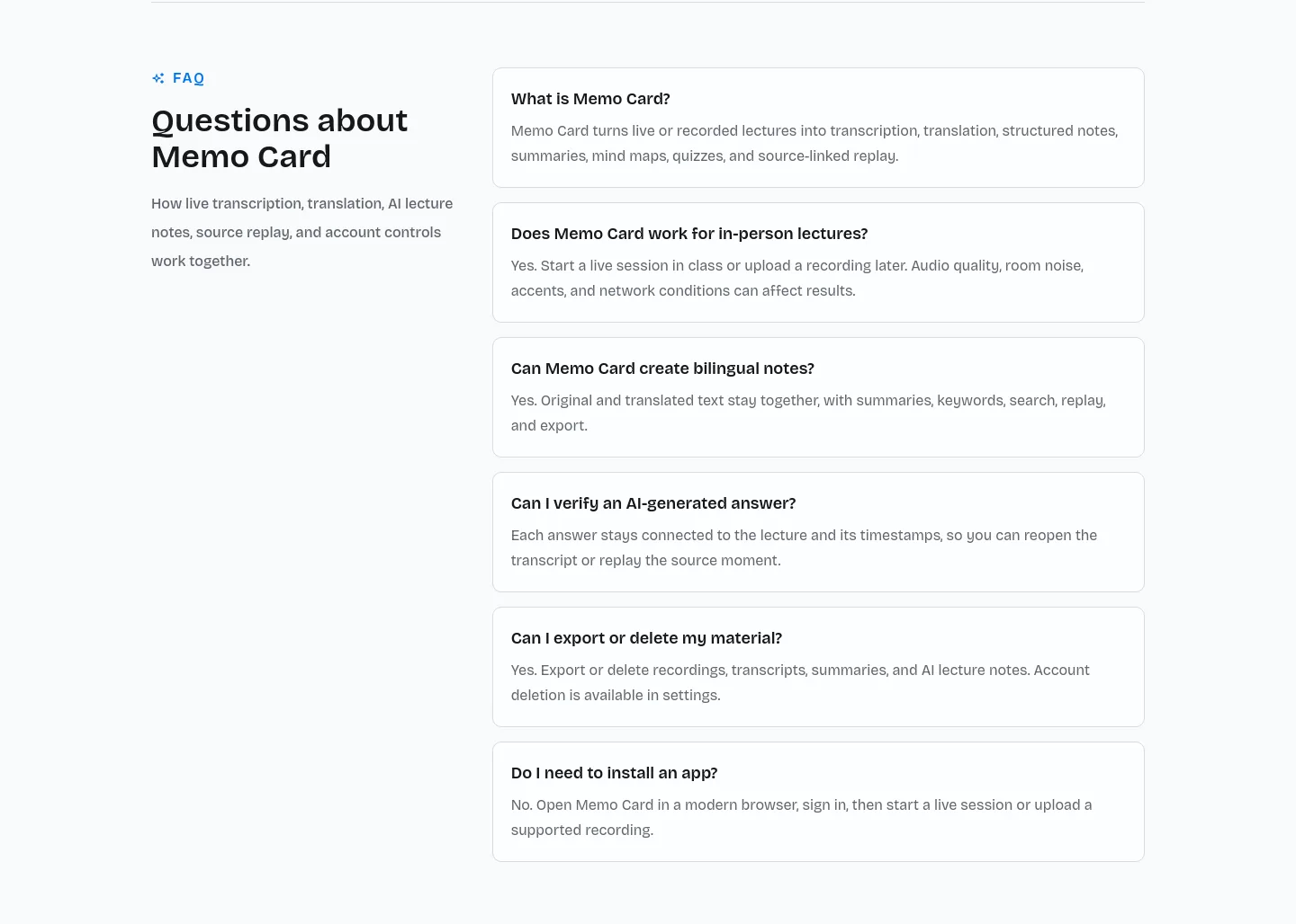 lectmate.com — a real FAQ section
